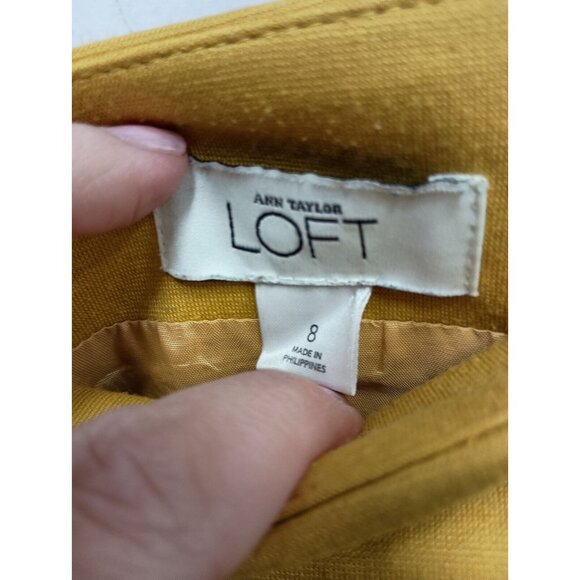 Loft Ann Taylor Womens Mini Skirt Size 8 Mustard Yellow Colorblock Academia - Picture 3 of 5